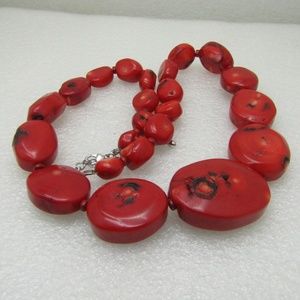 Chunky Graduated Red Coral Necklace, Created, 22"